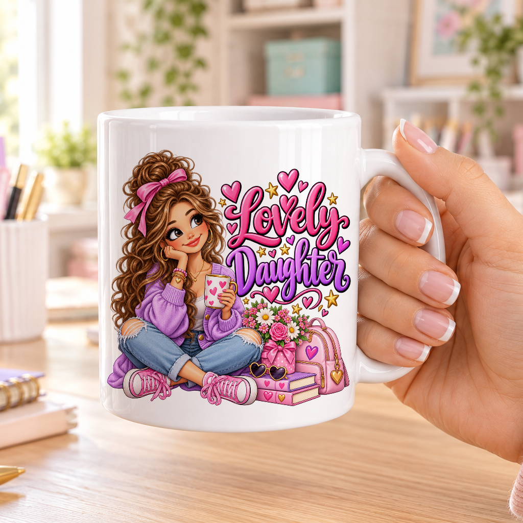 Lovely Daughter design – plain white ceramic mug