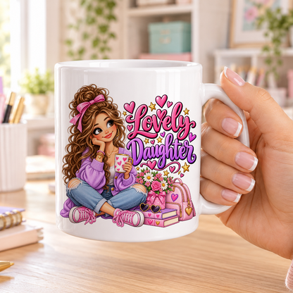 Lovely Daughter design – plain white ceramic mug