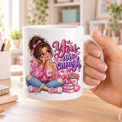 You are Enough design – plain white ceramic mug