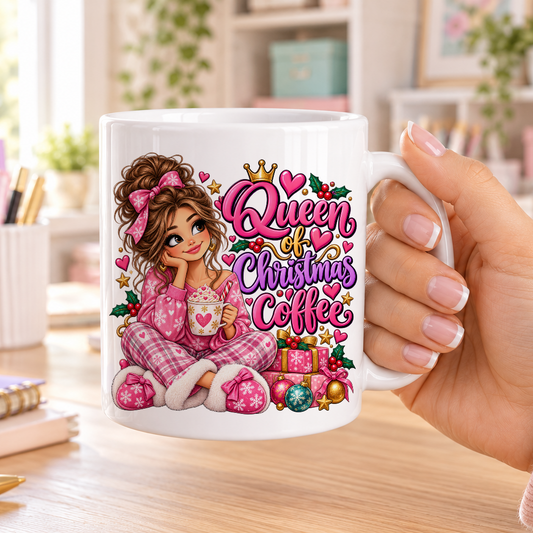 Queen of Christmas Coffee design – plain white ceramic mug