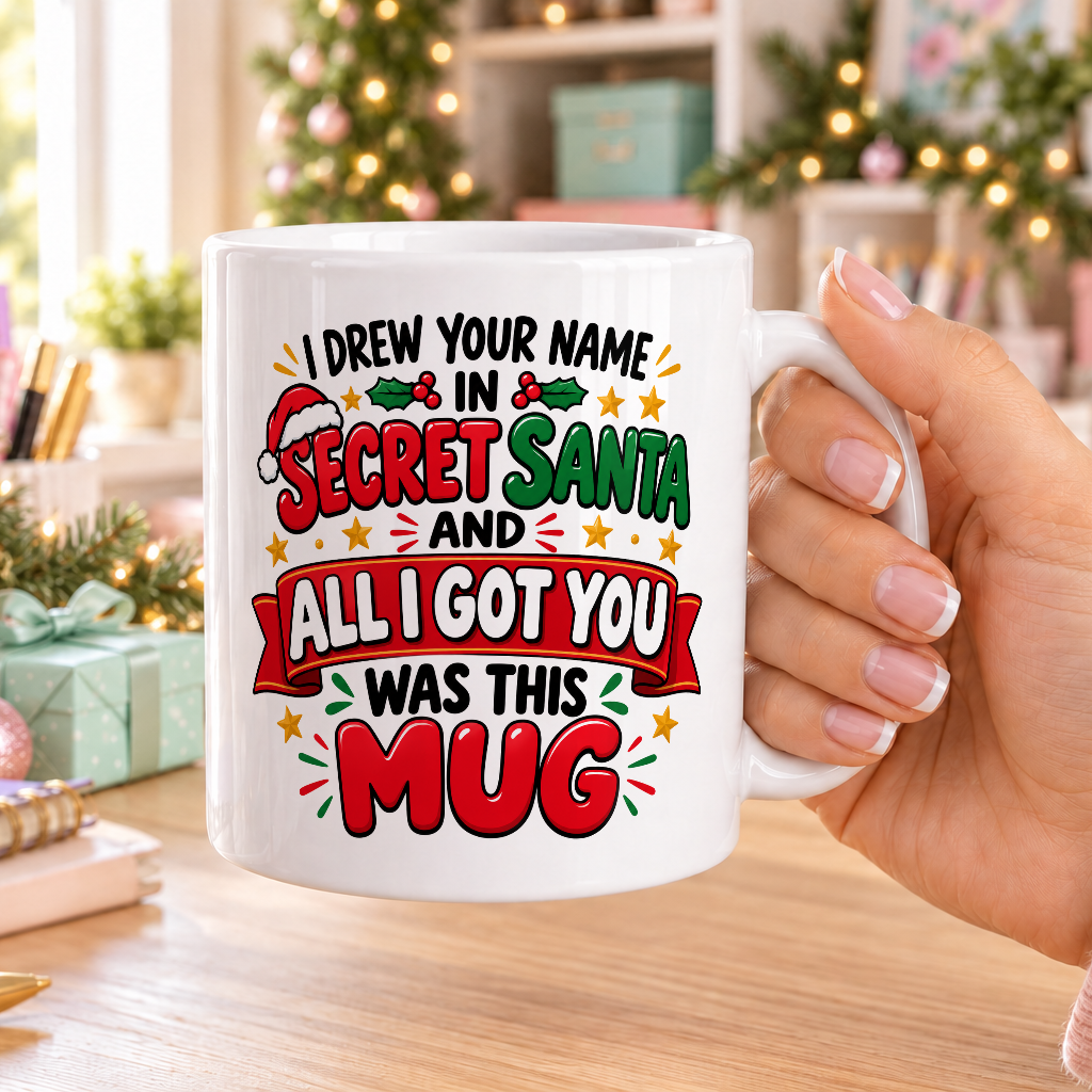 Secret Santa Mug – I Drew Your Name and All I Got Was This – plain white mug
