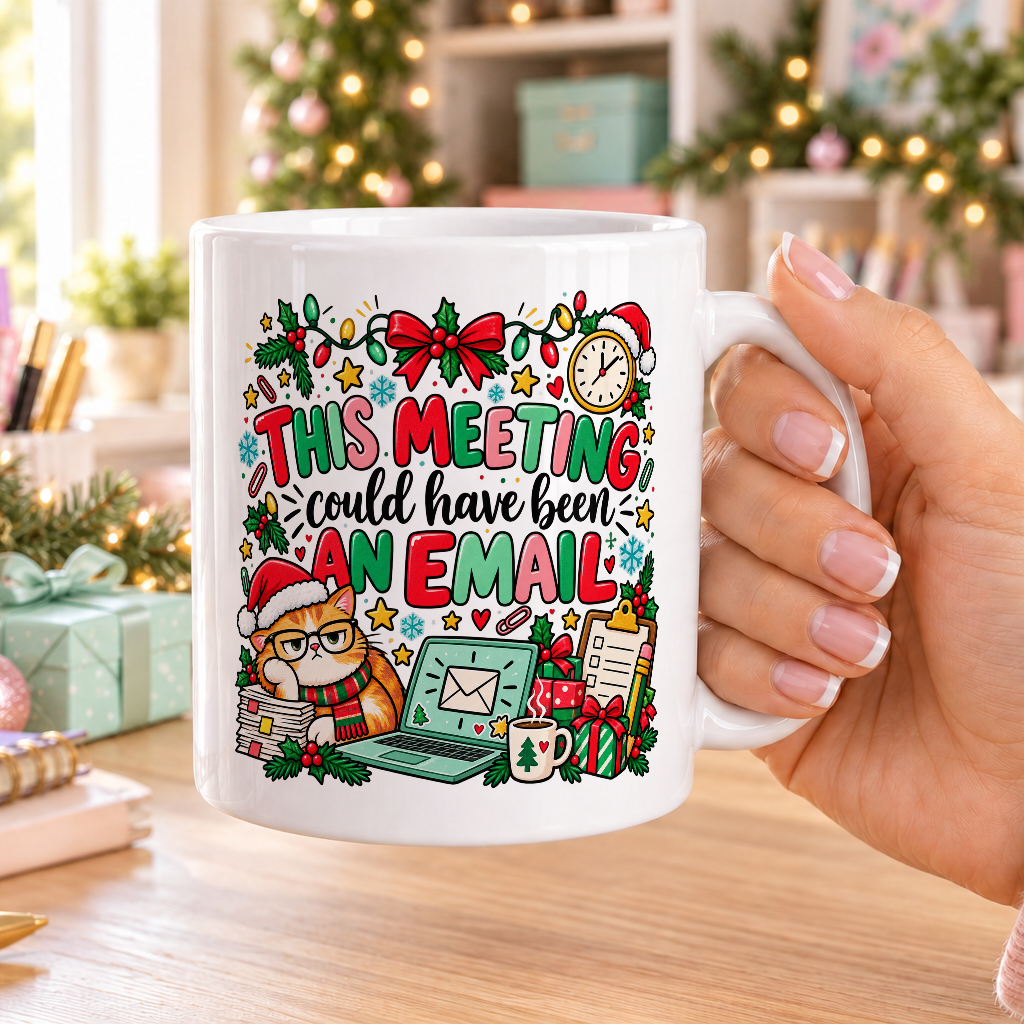 This Meeting Could Have Been an Email Christmas Mug – plain white mug
