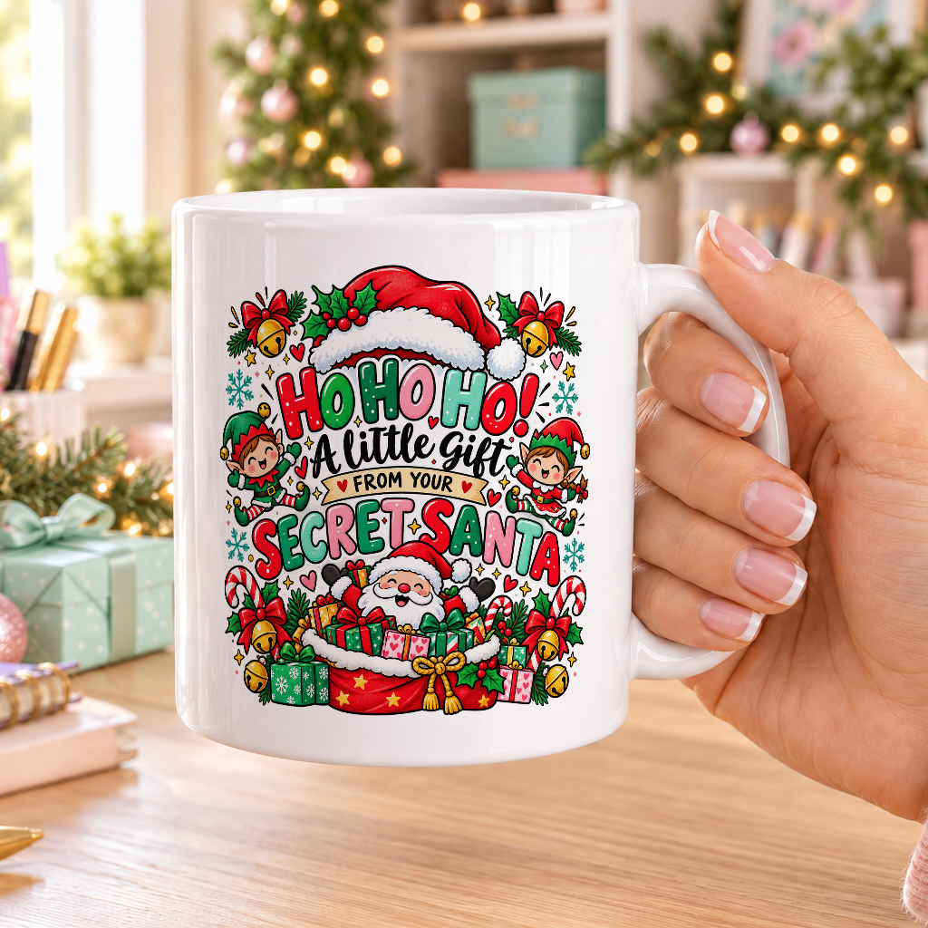 Ho Ho Ho! A Little Gift from Your Secret Santa Mug – plain white mug