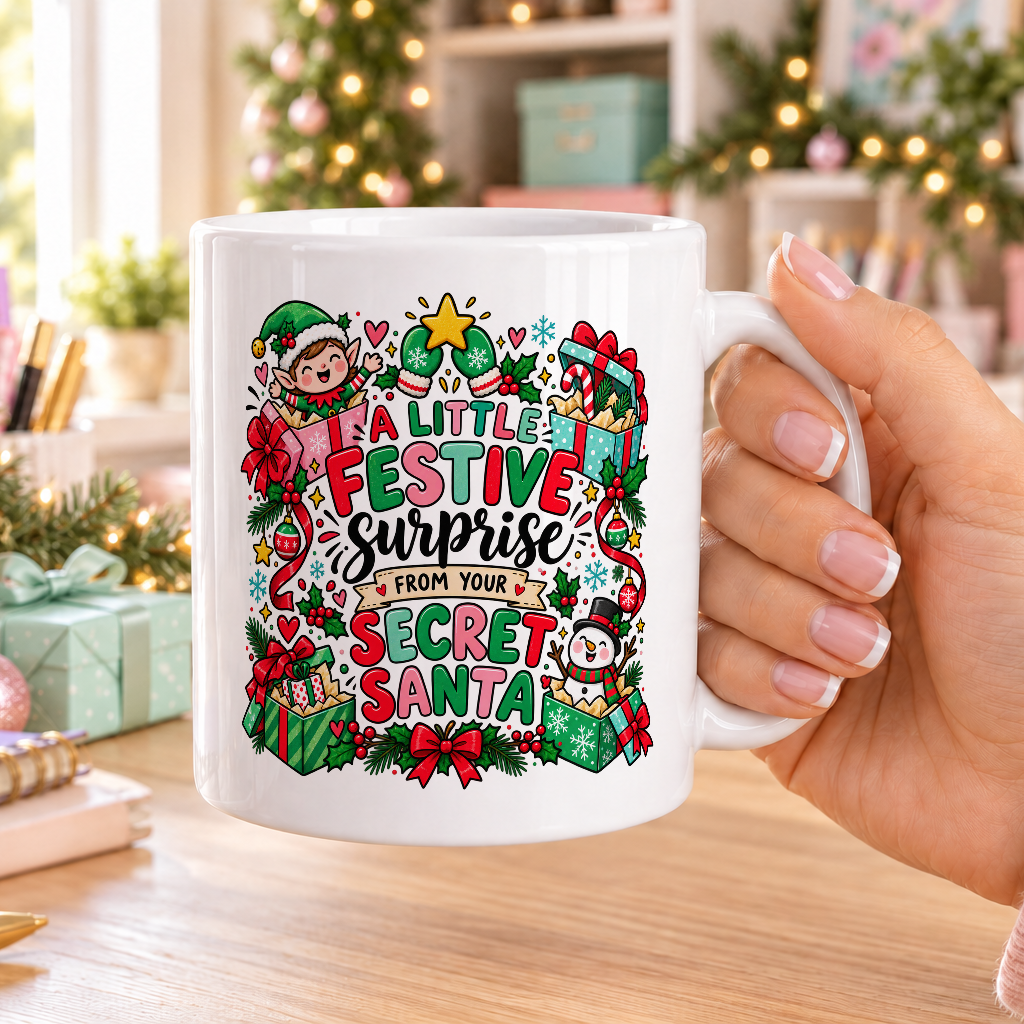 A Little Festive Surprise Secret Santa Mug – plain white mug