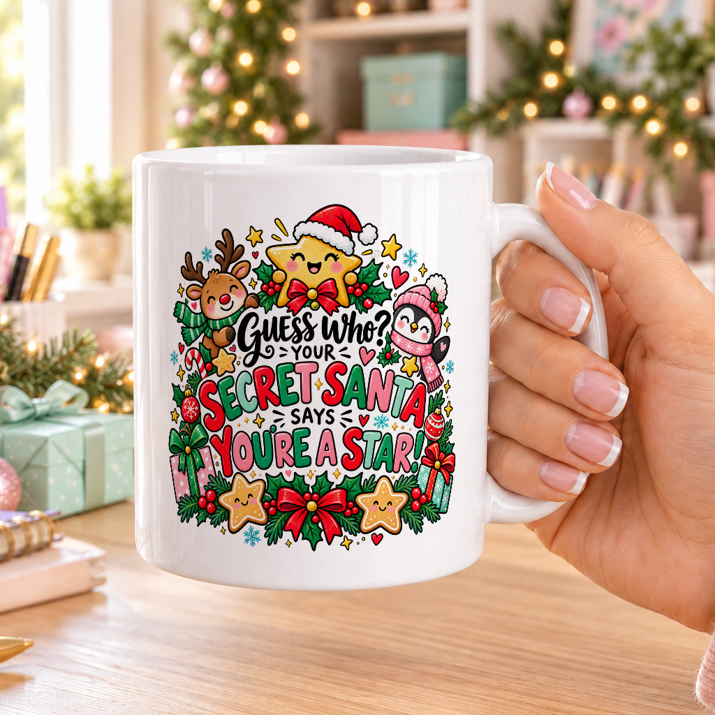 You’re a Star Secret Santa Christmas Mug – plain white mug