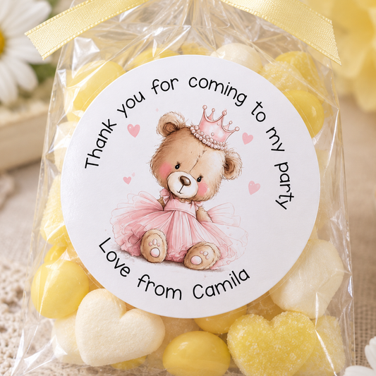 Personalised Ballerina Party Stickers – Pink Princess Labels