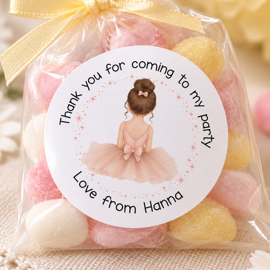 Personalised Ballerina Thank You Stickers