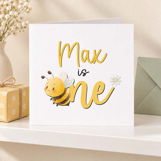 Personalised Bee First Birthday Card