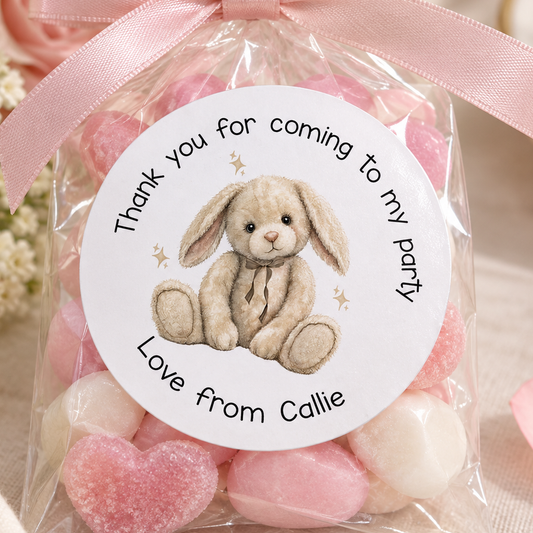 Personalised Bunny Baby Shower Stickers - Neutral Glossy Tags