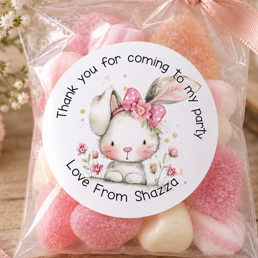 Personalised Bunny Stickers – Cute Rabbit Party Labels