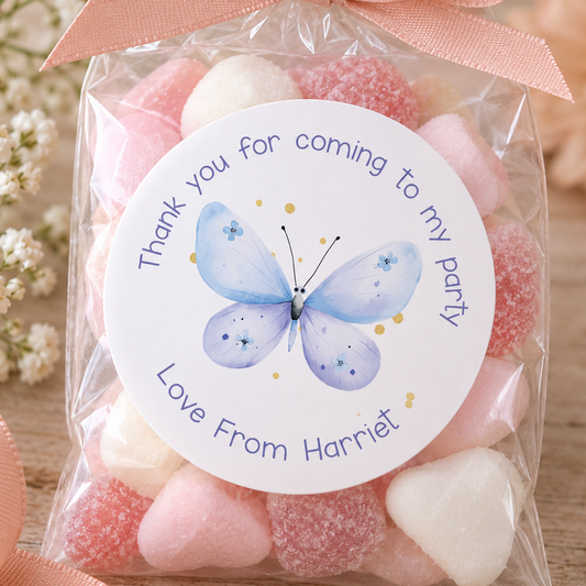 Personalised Butterfly Thank You Stickers