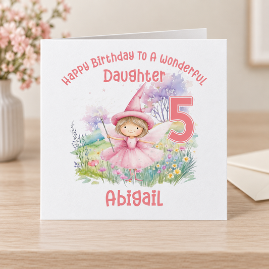 Personalised Fairy First Birthday Card – 6x6" Square Card