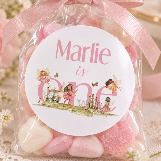 Personalised Fairy Party Bag Stickers – 5cm Glossy Round Seals
