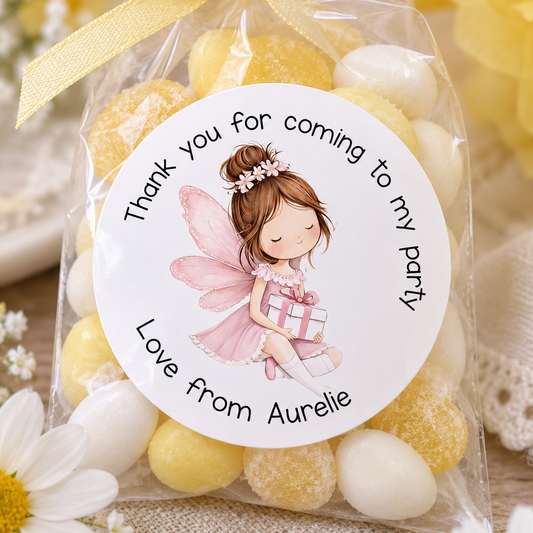 Personalised Fairy Party Stickers – Pink Birthday Labels