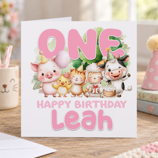 Personalised Farm Animal Birthday Card