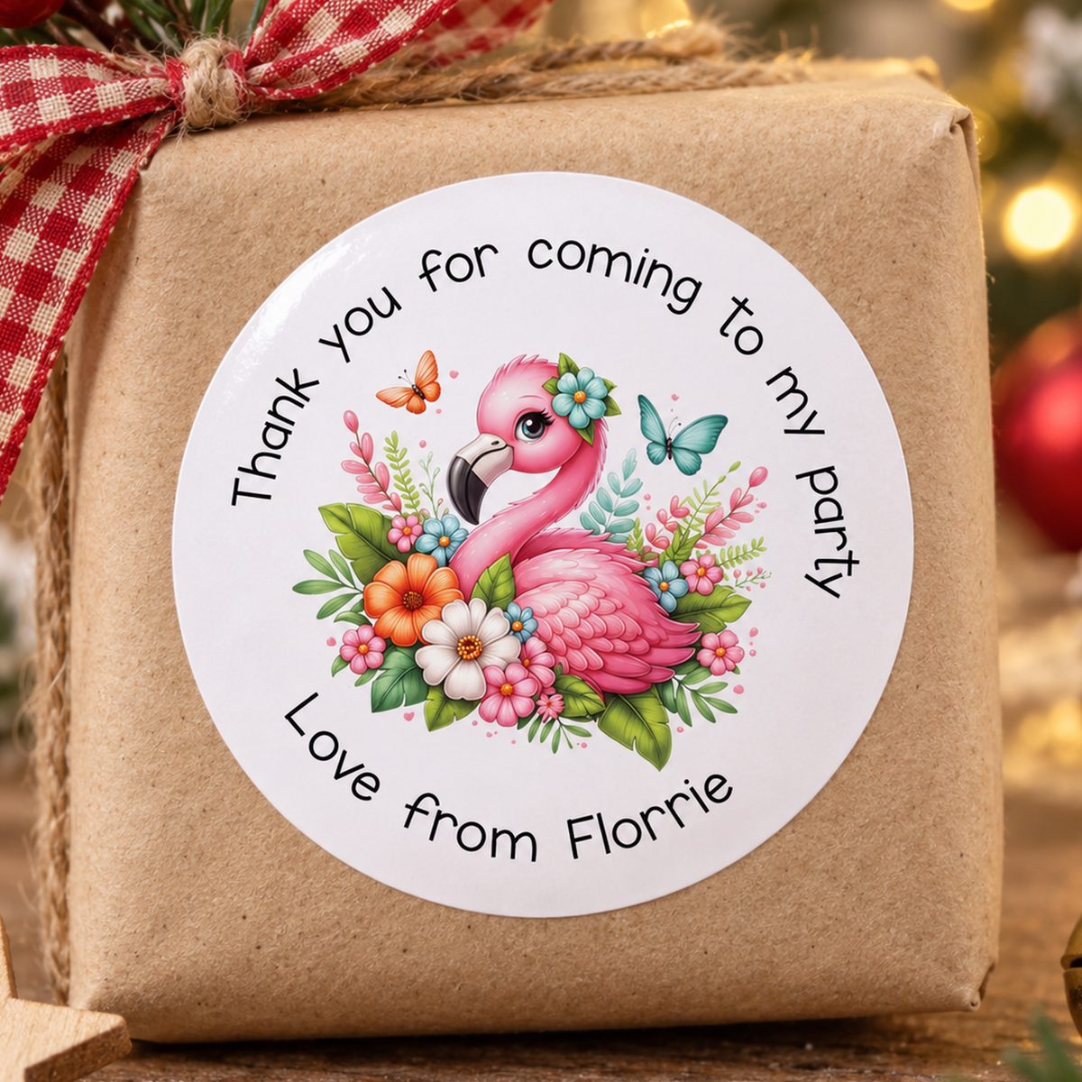 Personalised Flamingo Thank You Stickers – Pink Party Bag Labels