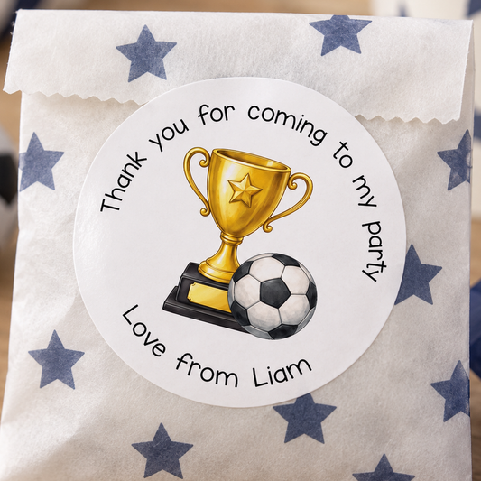 Personalised Football Stickers – Custom Party Labels & Thank You Tags