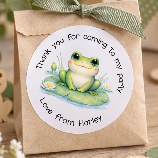 Personalised Frog Stickers – Glossy Party Bag Labels