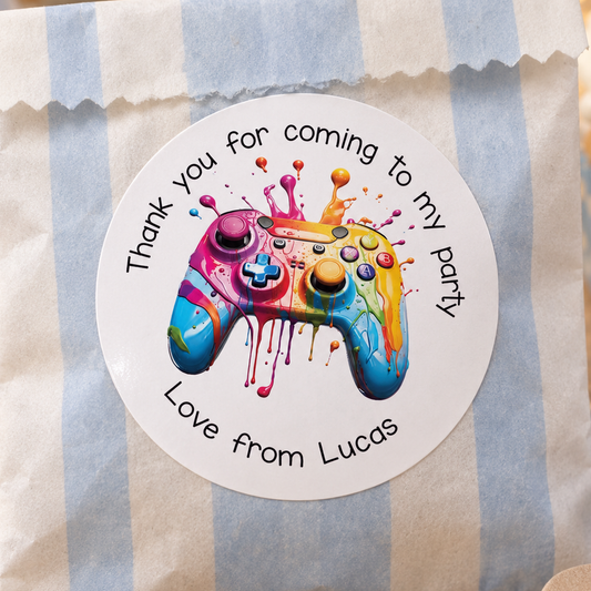 Personalised Gaming Thank You Stickers - Durable Glossy Labels