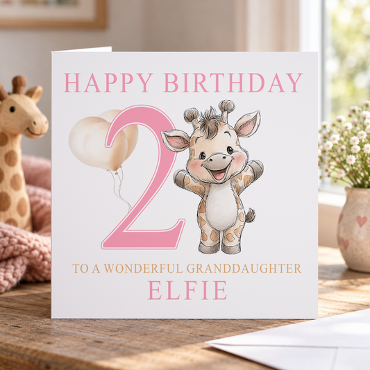 Personalised Giraffe Birthday Card
