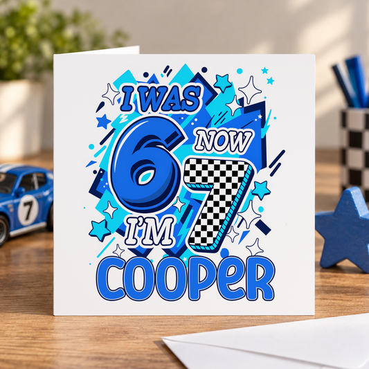 Personalised Kids Birthday Card – Six Seven Trend Design
