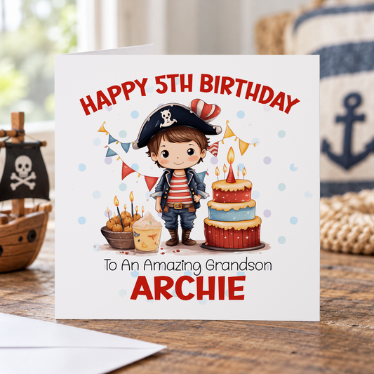 Personalised Pirate Birthday Card for Sons & Nephews