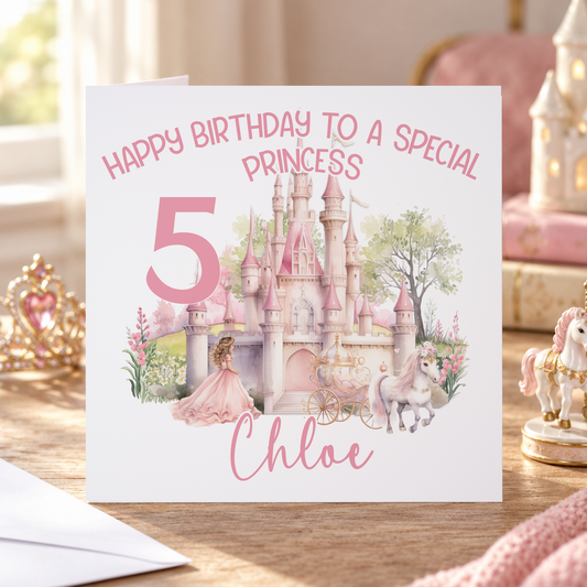 Personalised Princess First Birthday Card – 6x6" Square Card