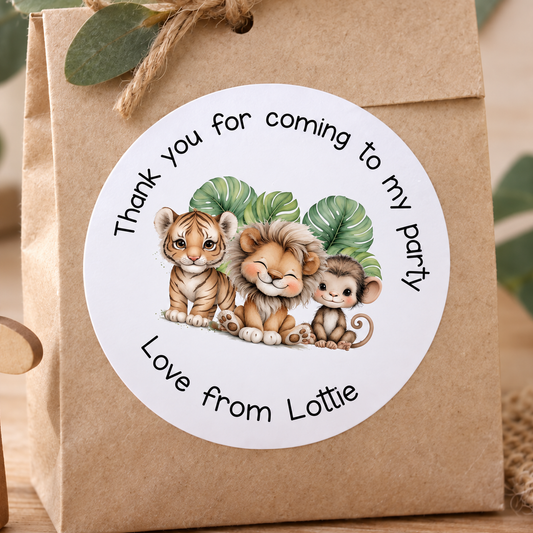 Personalised Safari Stickers – Jungle Party Bag Labels