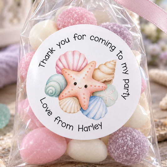 Personalised Starfish Stickers – Beach Party Favour Labels
