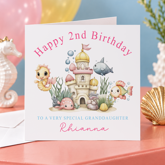 Personalised Under The Sea Birthday Card – Pastel Ocean & Sea Creatures Design