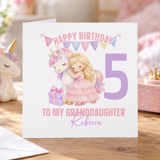 Personalised Unicorn Birthday Card – A Magical Keepsake for Girls Aged 1 to 9