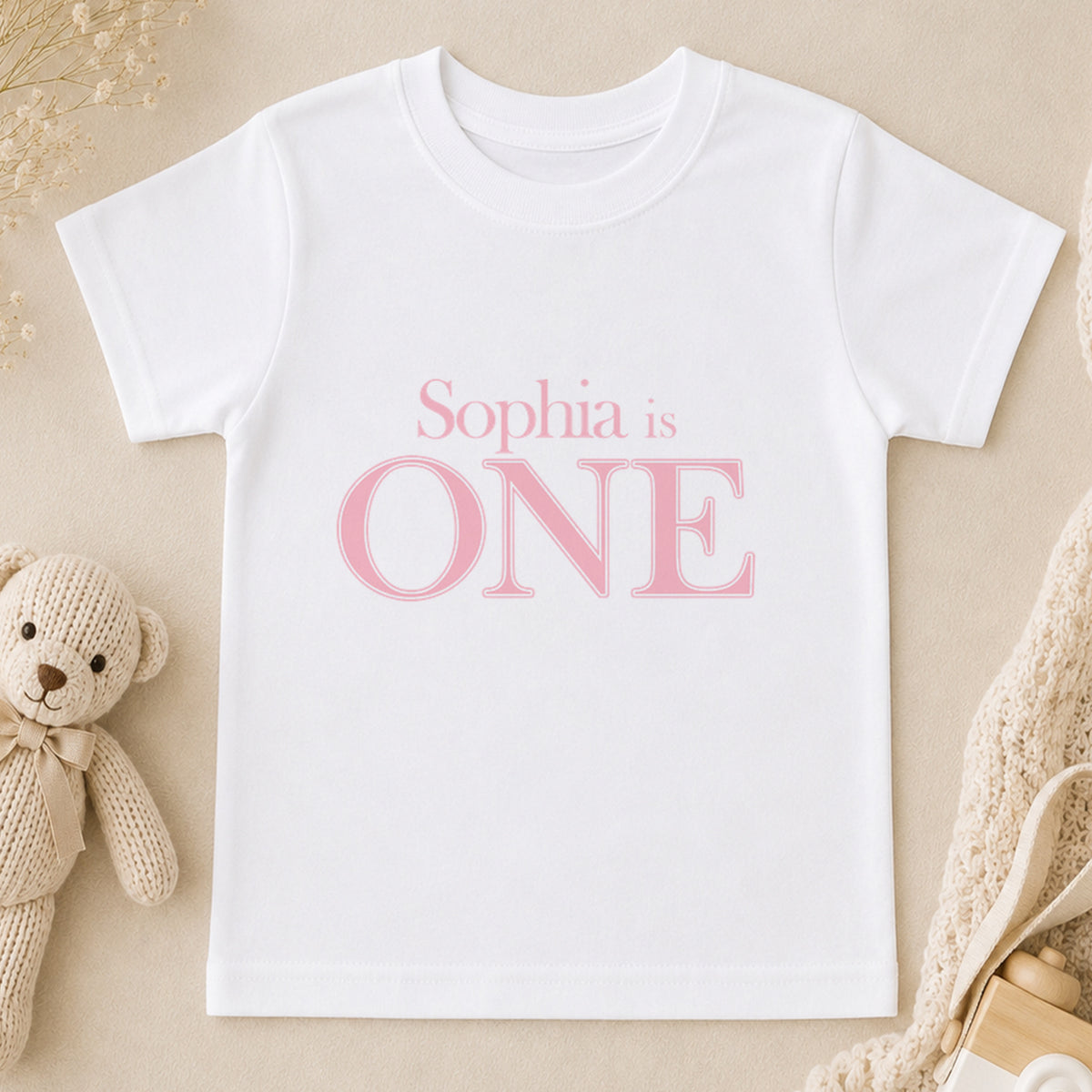 Personalised Pink First Birthday t-shirt