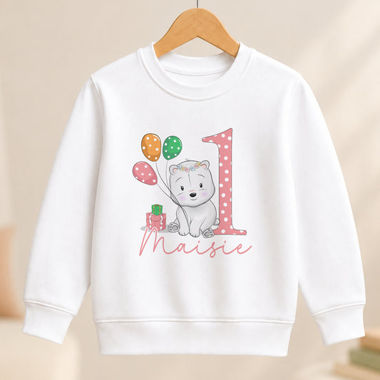 Personalised Polar Bear First Birthday Sweatshirt or jumper