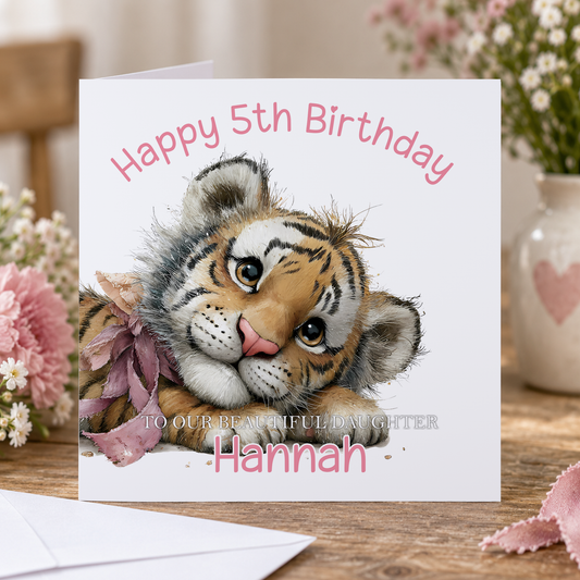 Tiger Birthday Card for Daughter – Personalised, Any Age