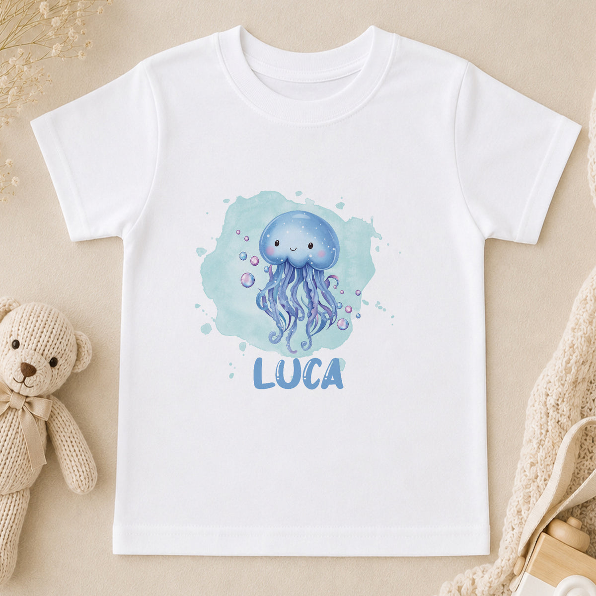 Personalised Under the Waves: A Jellyfish Baby t-shirt