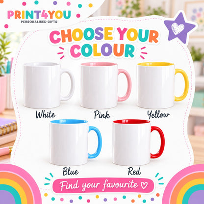 Choose your colour – plain white mug or white mug with red handle and inside