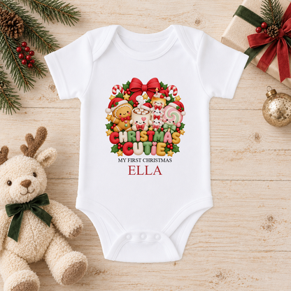 Personalised Christmas Cutie baby Christmas vest with a custom name