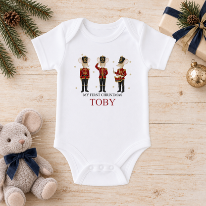 Personalised Nutcracker Mice baby Christmas vest with a custom name