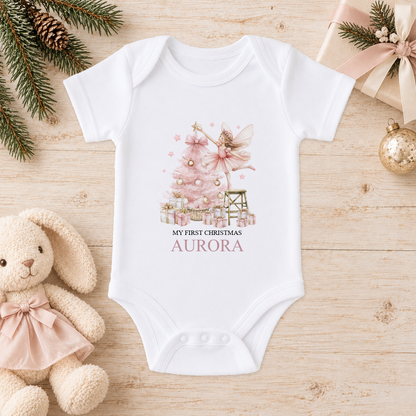 Personalised Sugar Plum Fairy baby Christmas vest with a custom name