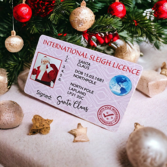 Santa's Lost Sleigh Driving License novelty card, single card