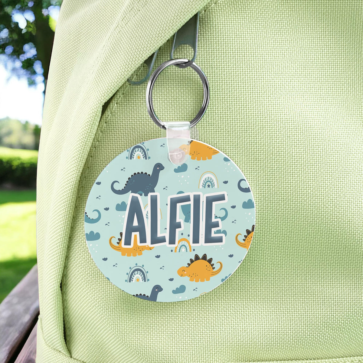 Dinosaur DD3 Personalised Bag Tag, Book Bag Kids Backpack Luggage Tag, Key Ring, School PE Tag, Swim Bag, Customizable with Any Name