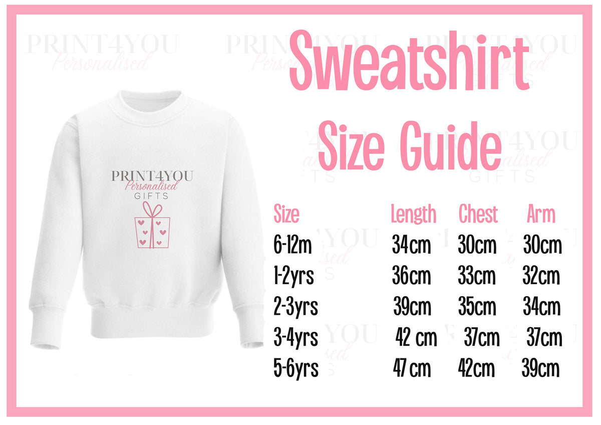 Personalised unicorn alphabet sweatshirt in white cotton, 3-4 years size – Print4You Personalised Gifts