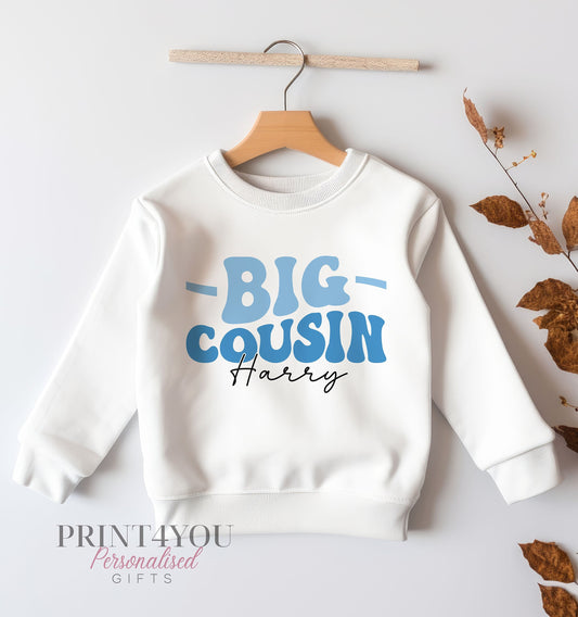 Personalised Promoted to Big Cousin jumper with custom name, 6-12 months size
