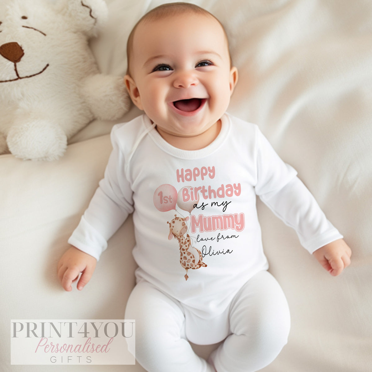 Happy Birthday Mummy, 1st Birthday as My Mummy, Sleepsuit Baby grow Bodysuit Vest, Mum Birthday, Mummy Birthday - Bib