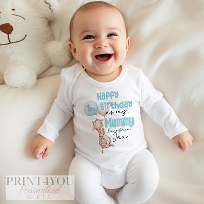 Happy Birthday Mummy, 1st Birthday as My Mummy, Sleepsuit Baby grow Bodysuit Vest, Mum Birthday, Mummy Birthday - Bib